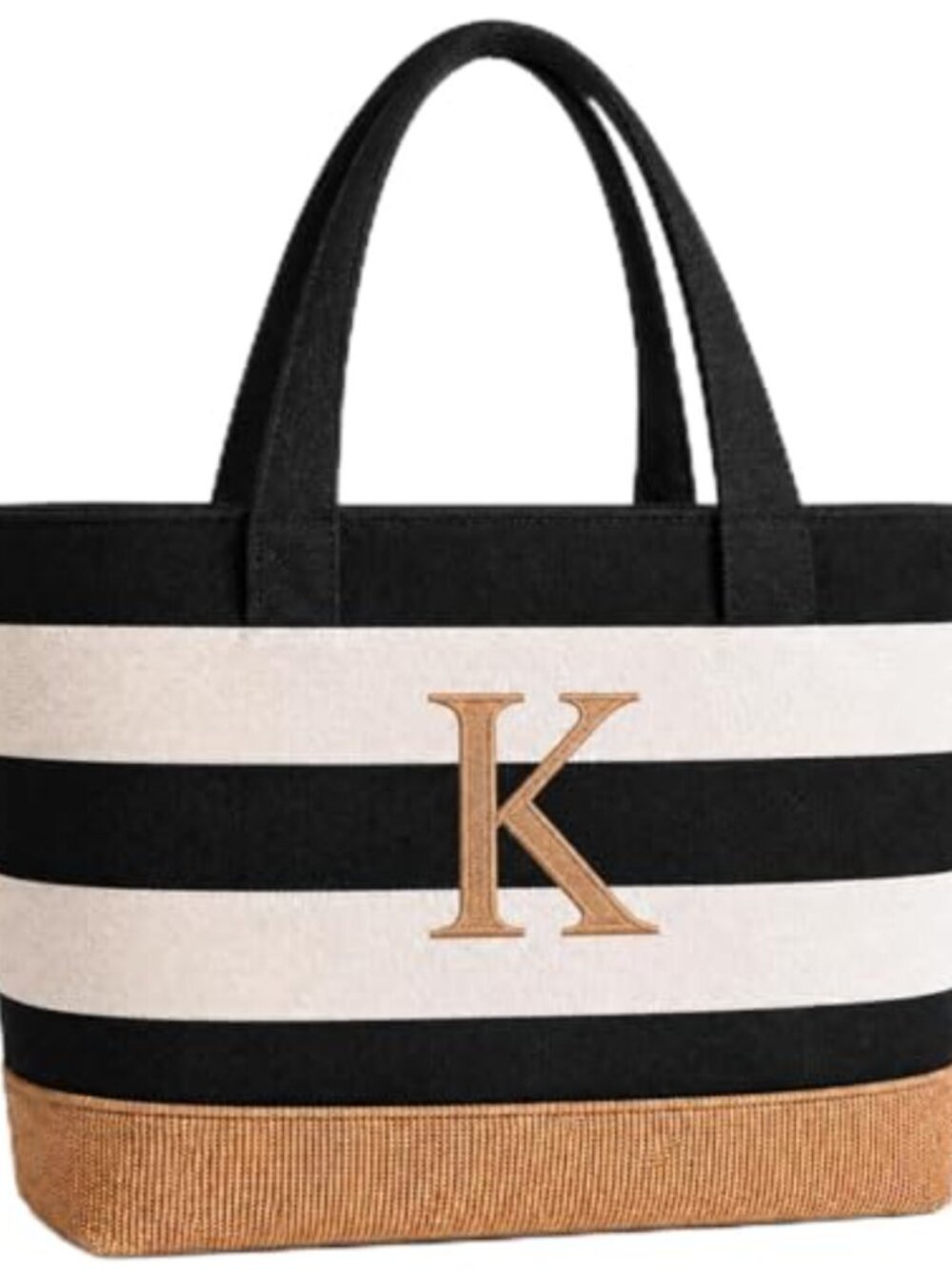 Personalized Canvas Tote Bag with Zipper for Women, Custom Monogram Beach Bag,